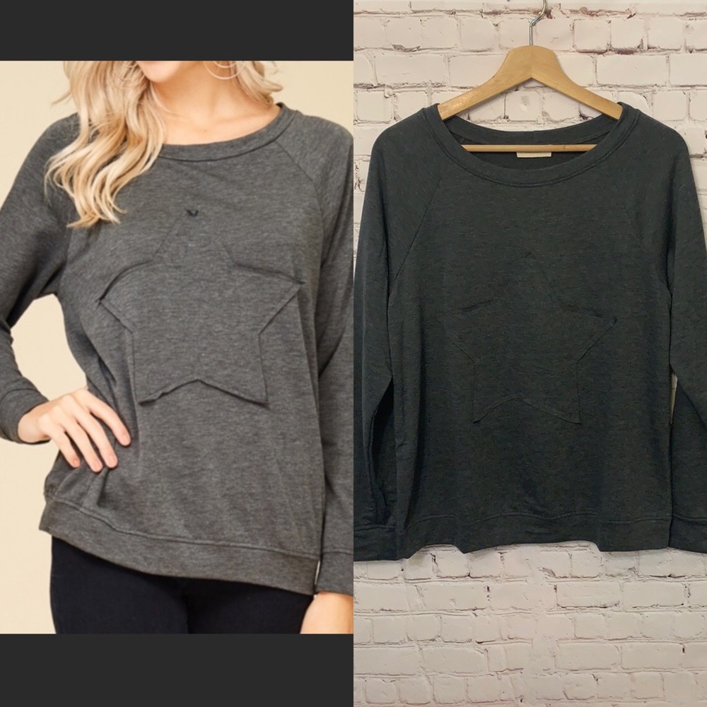 🍋Crescent - Star Heathered Top - Picture 1 of 6